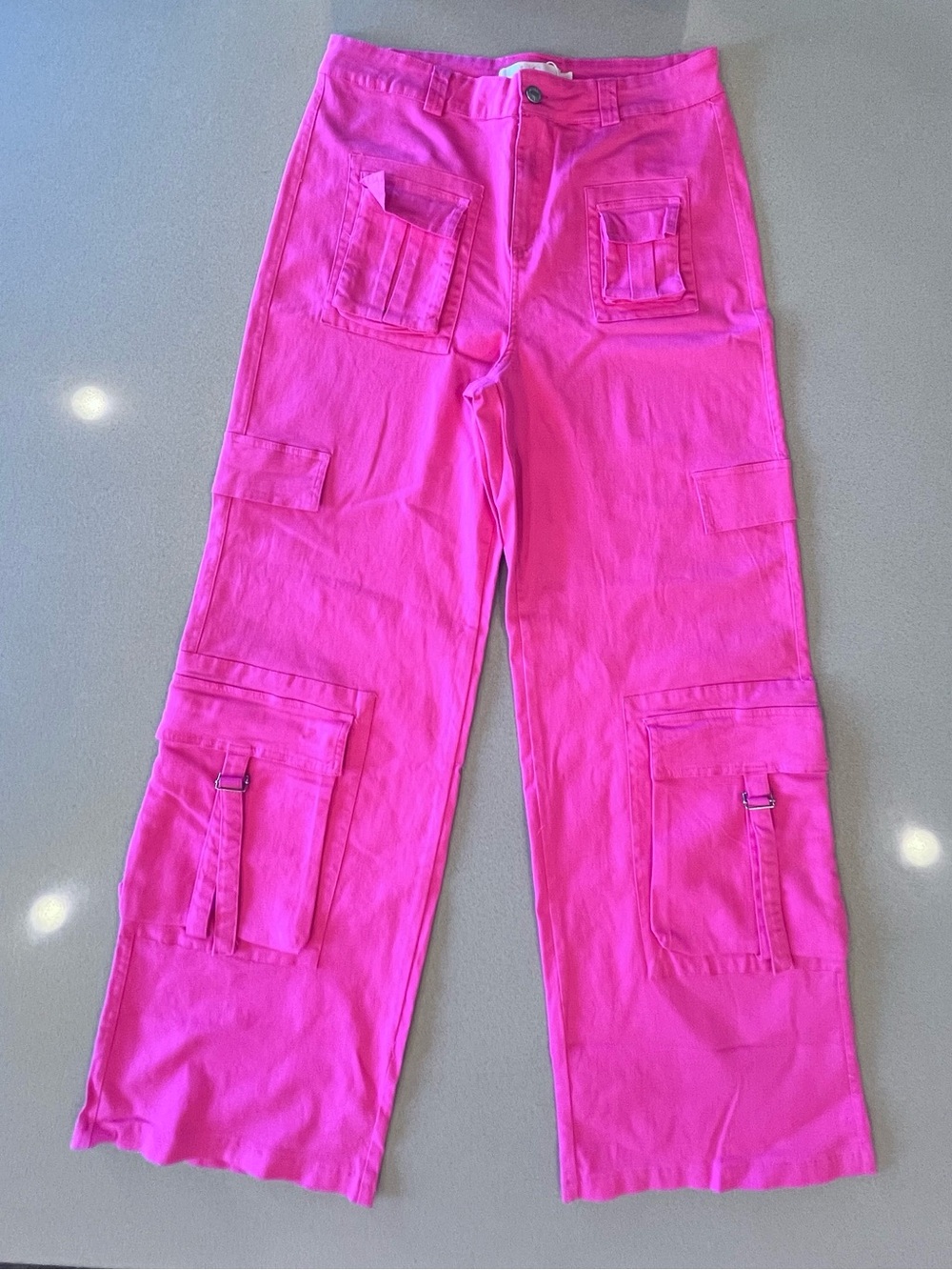NWT Fuchsia Cargo Pants XXL  Cotten/Spandex Wide Leg Functioning & Faux Pockets